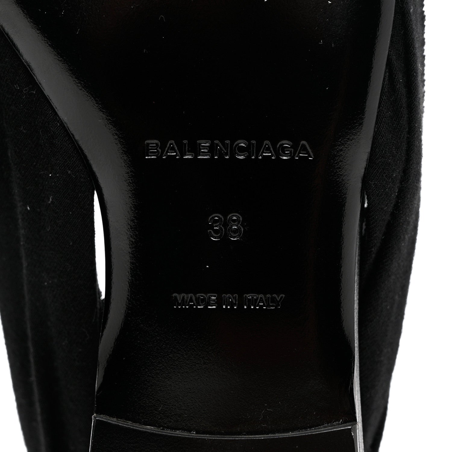 Balenciaga Jersey Crepe Political Campaign Logo Knife Pointed Slingback Flats 38 Black White Rouge 8 of 8