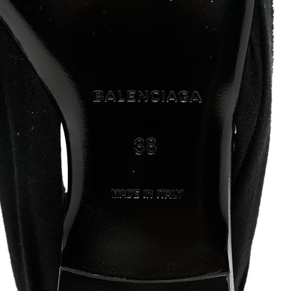 Balenciaga Jersey Crepe Political Campaign Logo Knife Pointed Slingback Flats 38 Black White Rouge 8 of 8