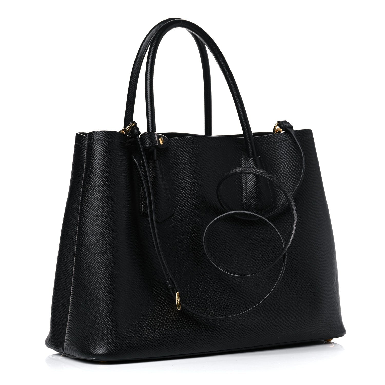 Prada Saffiano Cuir Small Double Bag Black 3 of 34