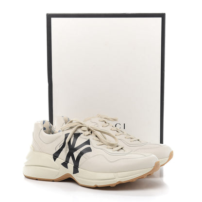 Gucci X MLB Calfskin NY Yankees Mens Rhyton Sneakers 9 Mystic White 10 of 10