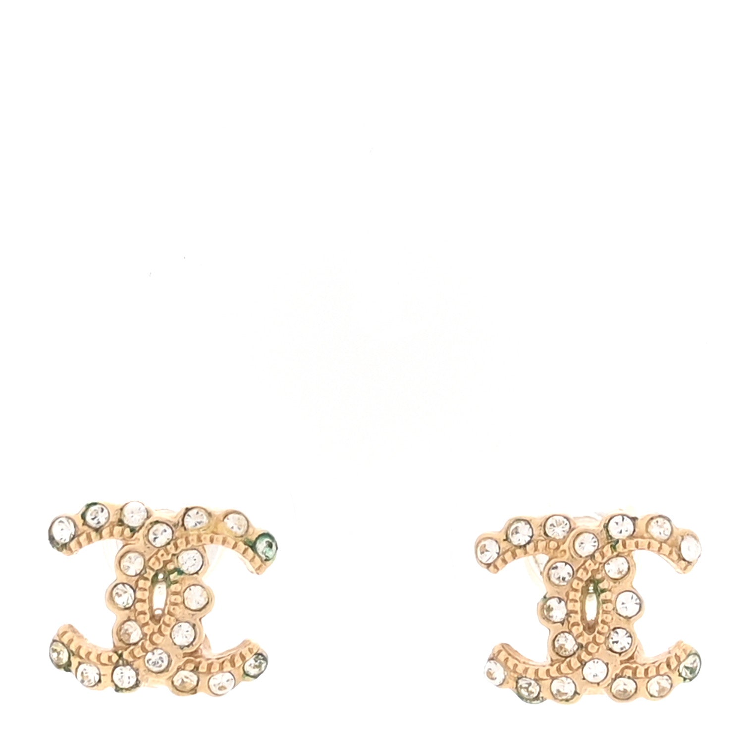 Chanel Crystal CC Earrings Gold 1 of 5