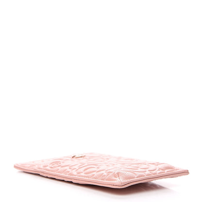 Chanel Caviar Camellia Embossed Classic Flat Wallet Pouch Pink 3 of 7