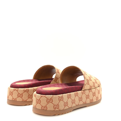 Gucci Canvas GG Monogram Angelina Platform Slide Sandals 40 Beige Ruggine 4 of 7