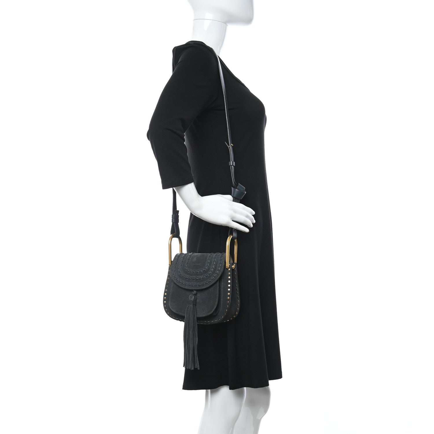 Chloe Suede Calfskin Braided Mini Hudson Shoulder Bag Full Blue 2 of 10