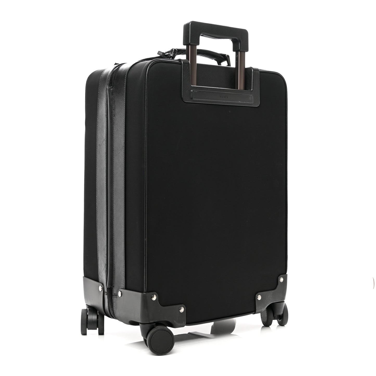Tessuto Nylon Saffiano Trolley Luggage Black