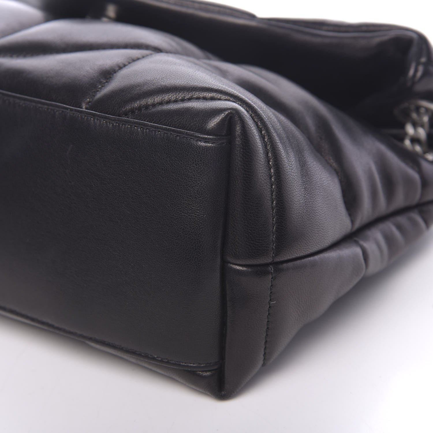 Saint Laurent Lambskin Quilted Small Loulou Puffer Monogram Chain Satchel Black 8 of 9