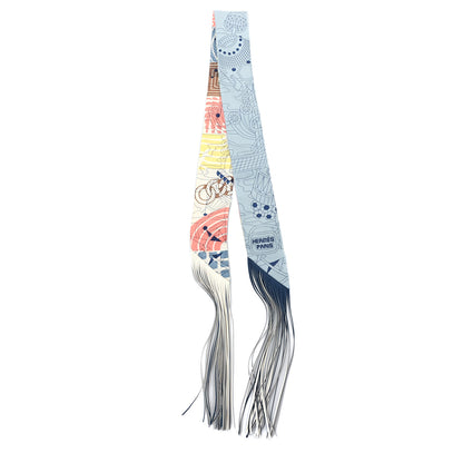 Hermes Silk Au Bloc Fringed Twilly Bleu Rose Vert 2 of 3