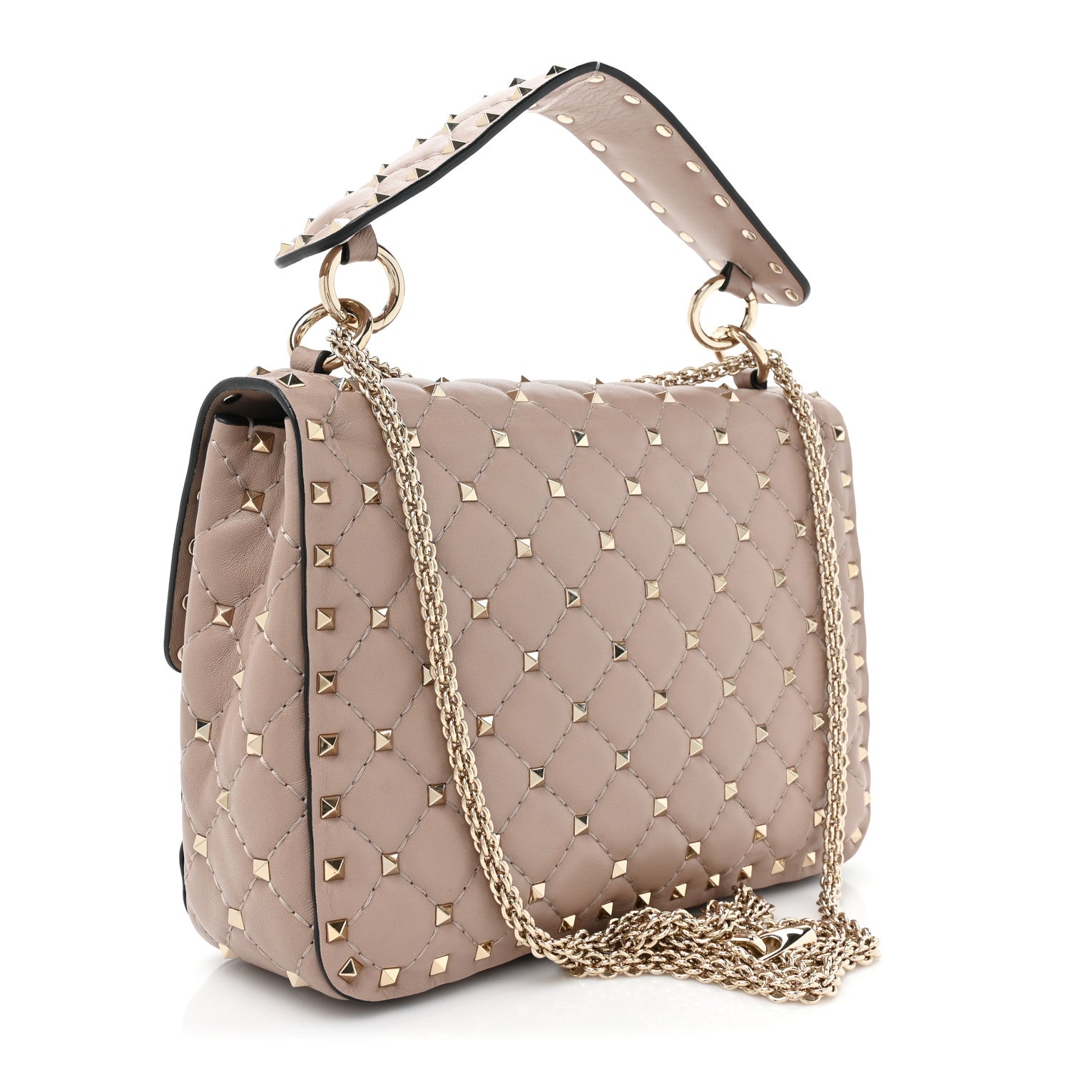 Valentino Garavani Lambskin Medium Rockstud Spike Shoulder Bag Poudre 3 of 11