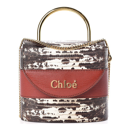 Chloe Calfskin Lizard Embossed Small Aby Lock Sepia Brown 1 of 13