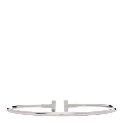 Tiffany 18K White Gold Narrow T Wire Bracelet 2 of 3