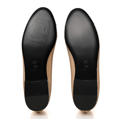 Chanel Sequin Grosgrain Cap Toe Ballerina Flats 37 Beige Black 5 of 9