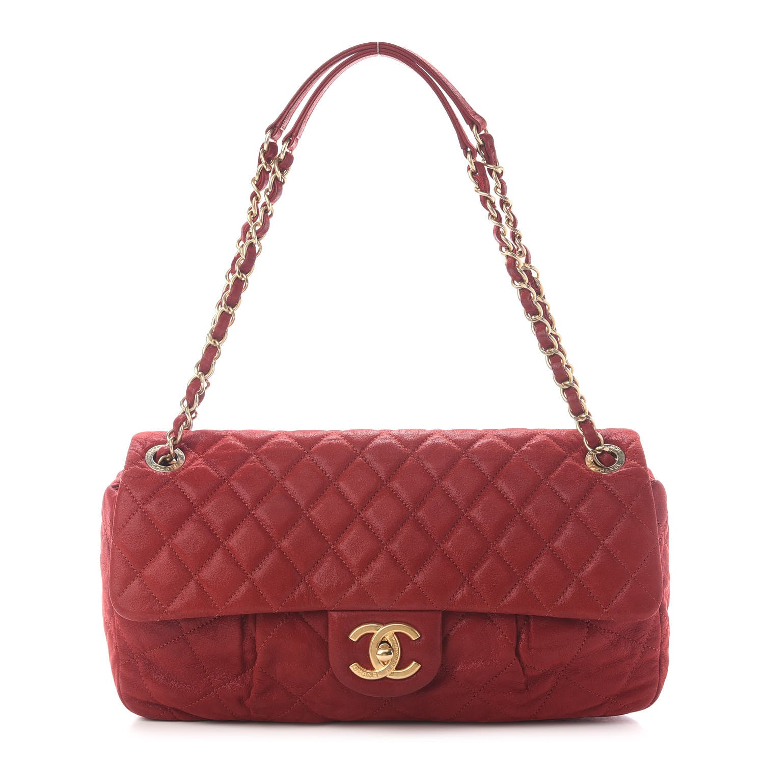 Chanel Iridescent Calfskin Large Chic Quilt Flap Red 1 of 10