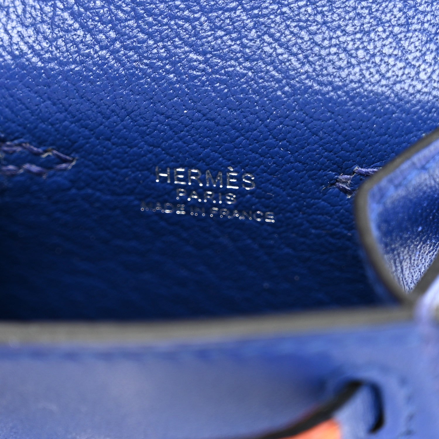 Hermes Tadelakt Chevre Mysore Kelly Quelle Idole Bag Charm Bleu Electrique Feu 4 of 4