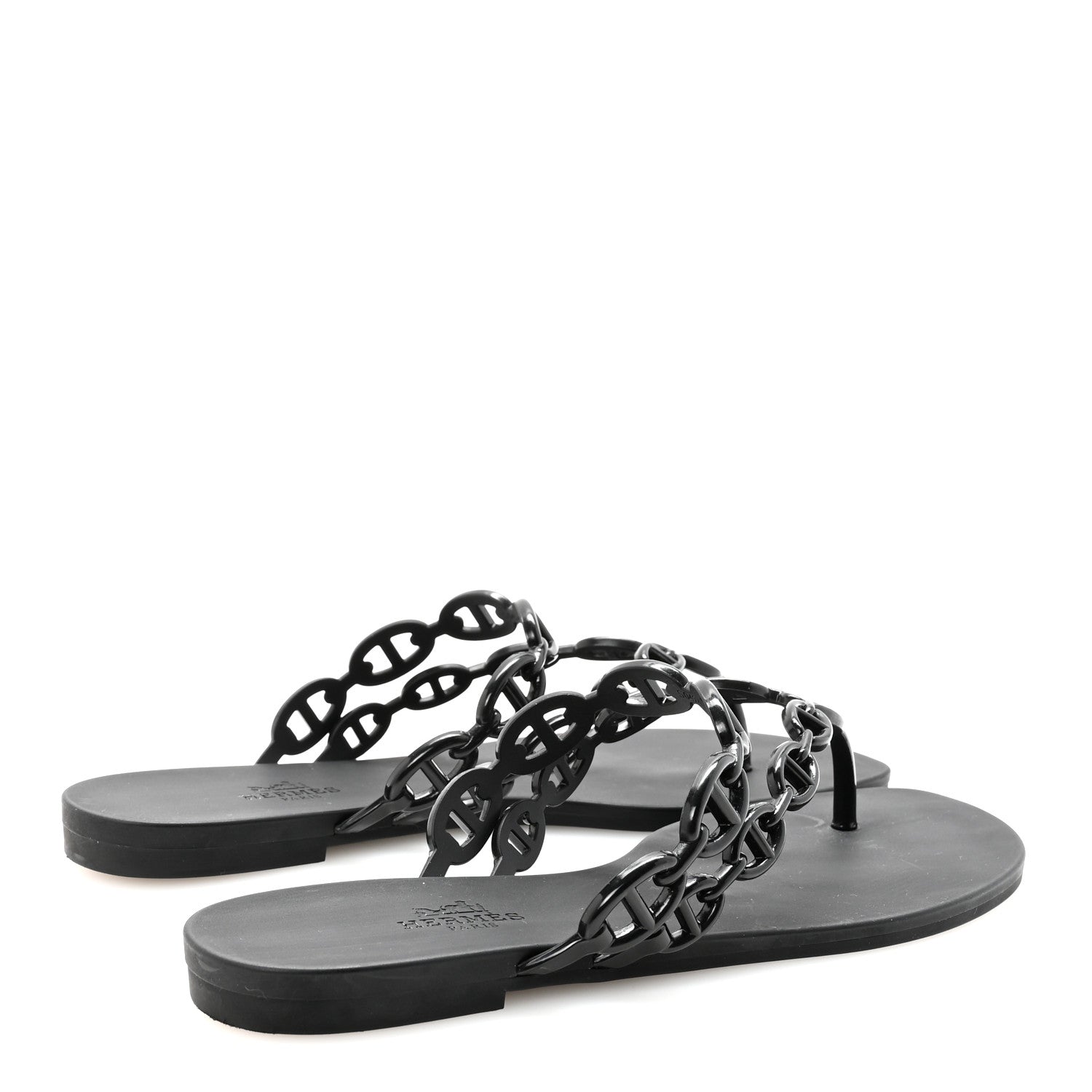 Hermes Rubber Chaine d'Ancre Island Sandals 37 Black 5 of 8