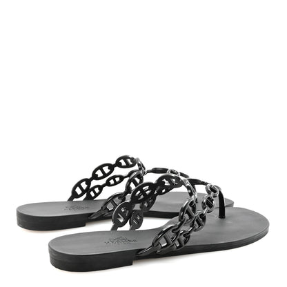 Hermes Rubber Chaine d'Ancre Island Sandals 37 Black 5 of 8