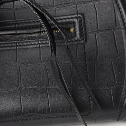 Celine Crocodile Embossed Calfskin Medium Phantom Luggage Black 13 of 15