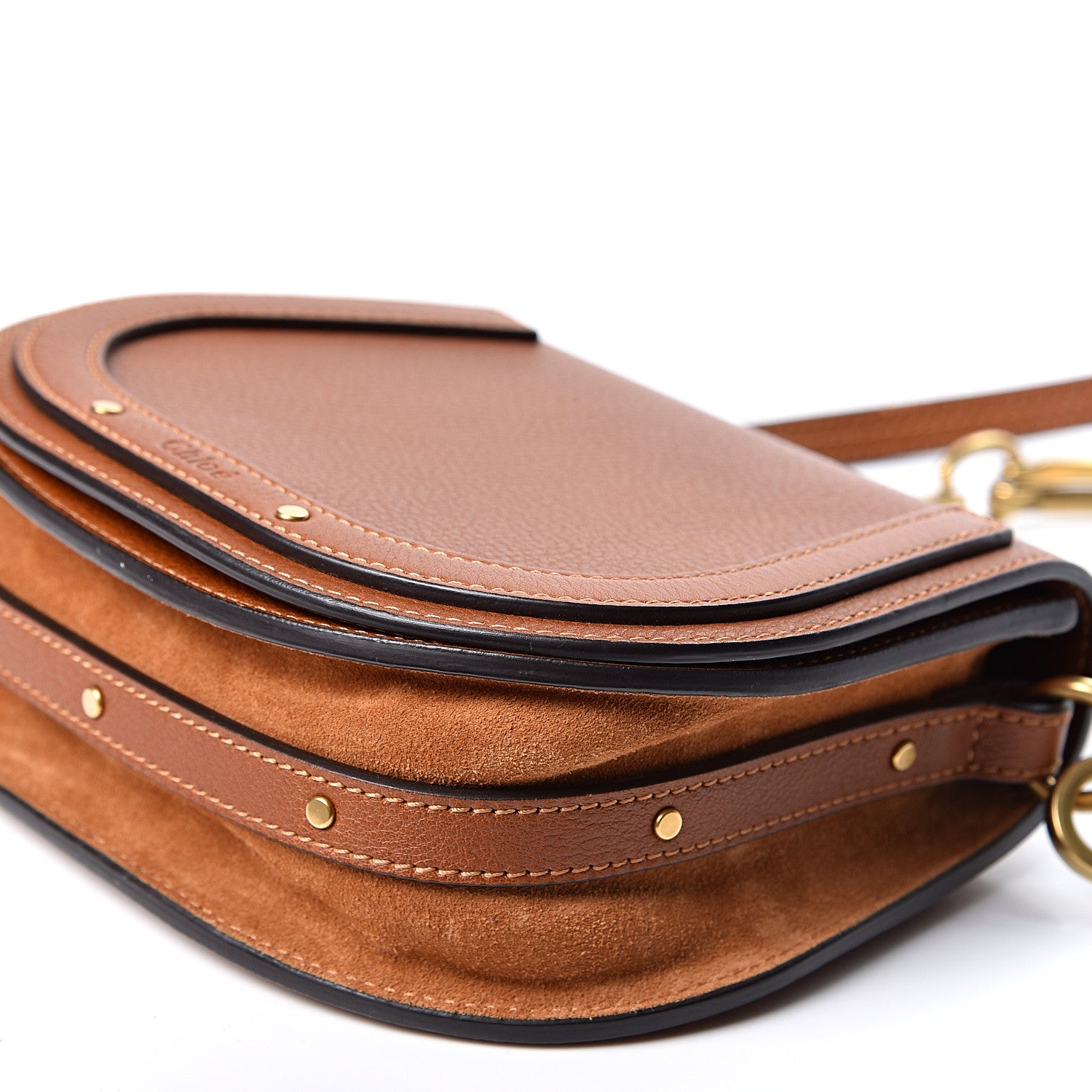 Chloe Calfskin Suede Small Nile Bracelet Bag Caramel 7 of 9
