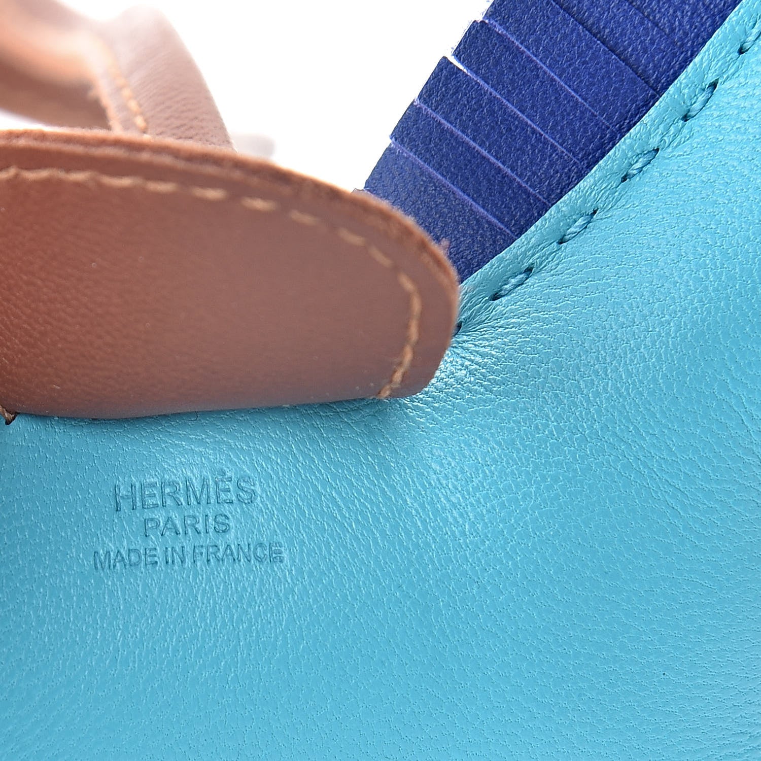 Hermes Milo Lambskin Grigri Rodeo Horse Bag Charm MM Bleu Azteque Bleu Electrique Fauve 3 of 4