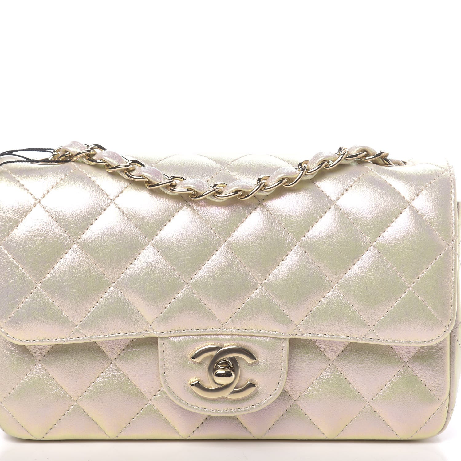 Chanel Iridescent Lambskin Quilted Mini Rectangular Flap Ivory 10 of 11