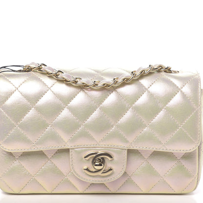 Chanel Iridescent Lambskin Quilted Mini Rectangular Flap Ivory 10 of 11