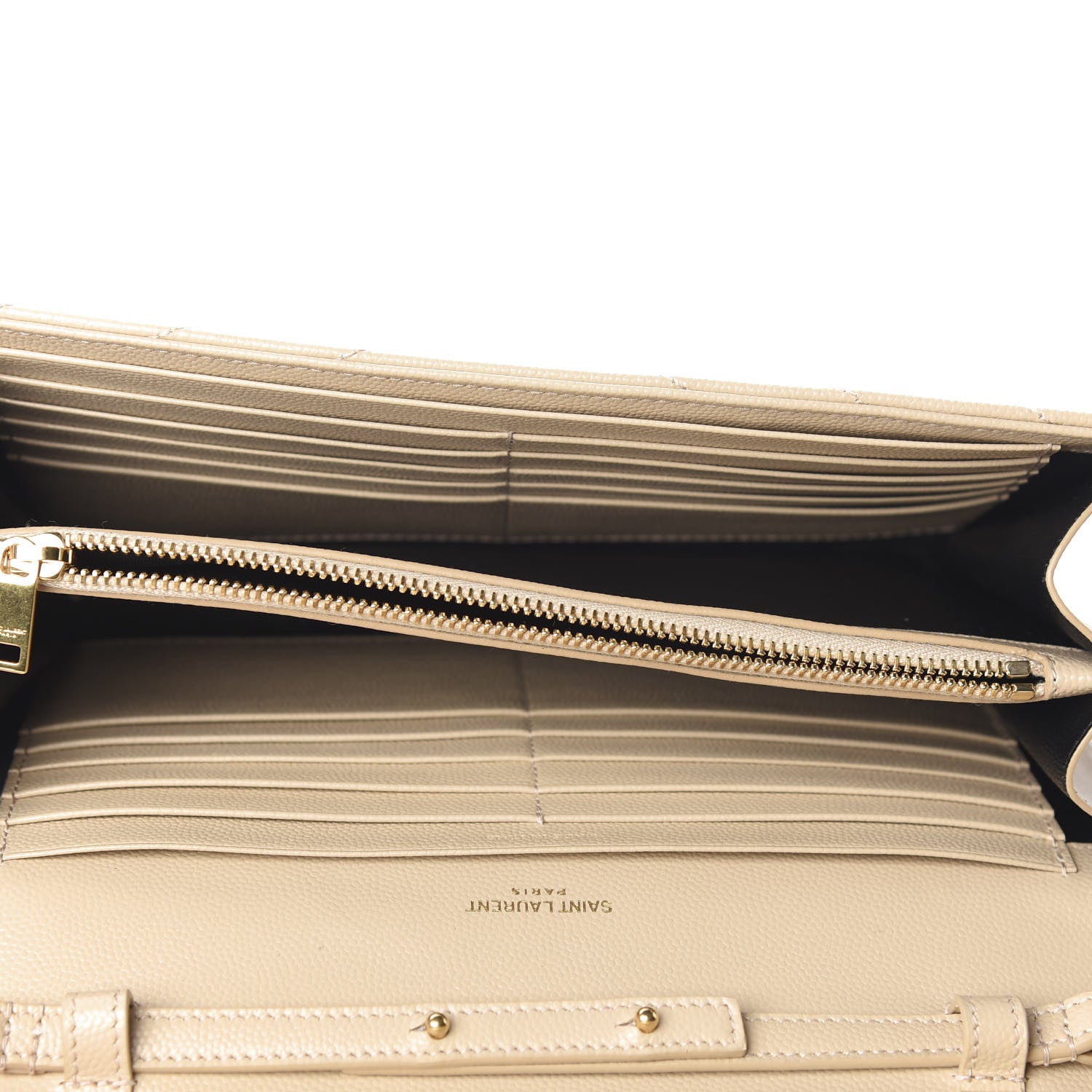 Saint Laurent Grain De Poudre Matelasse Chevron Monogram Chain Wallet Nude Powder 4 of 9