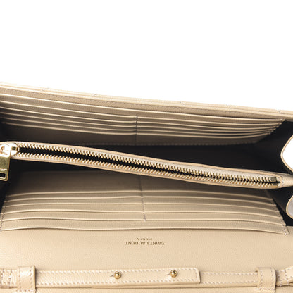Saint Laurent Grain De Poudre Matelasse Chevron Monogram Chain Wallet Nude Powder 4 of 9