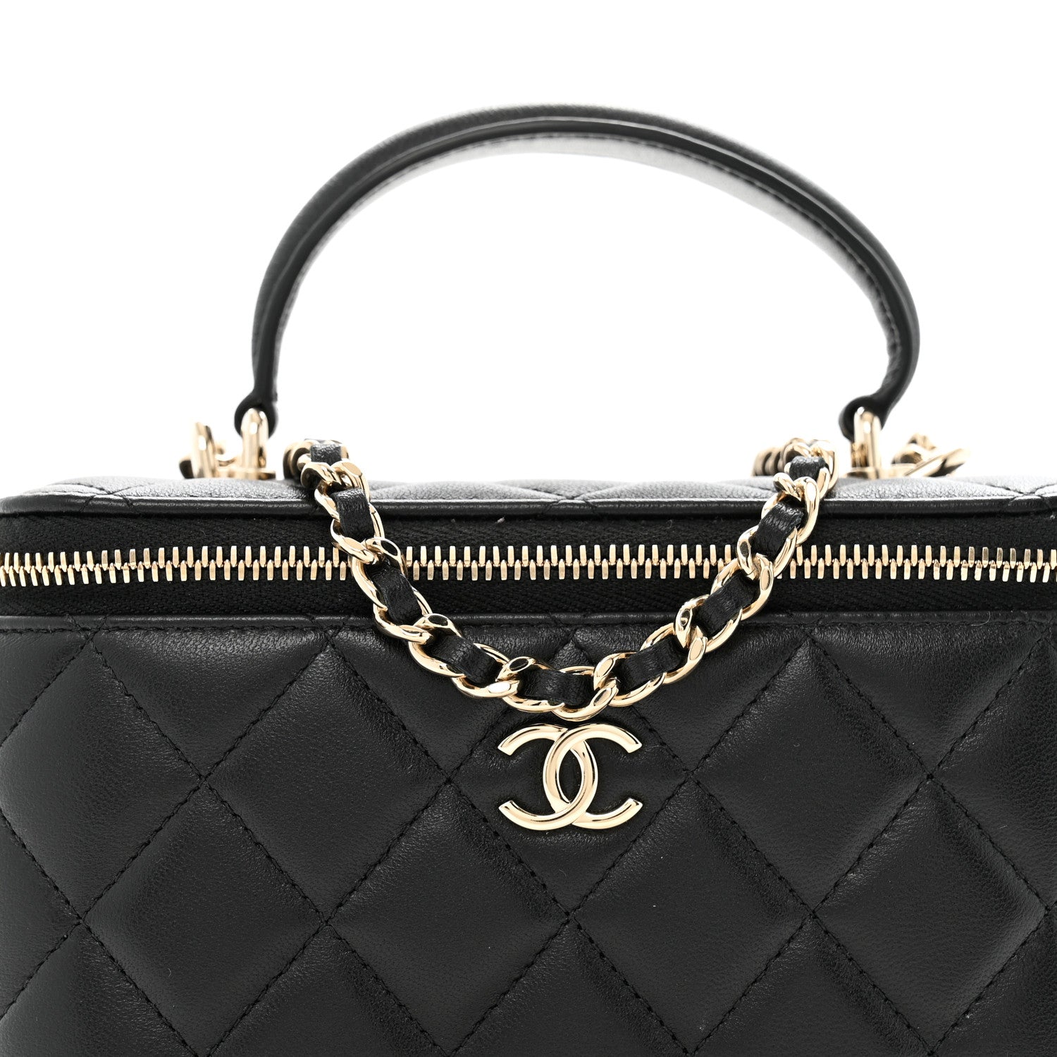 Chanel Lambskin Quilted Small Top Handle Vanity Case With Chain Black 8 of 11