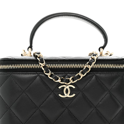 Chanel Lambskin Quilted Small Top Handle Vanity Case With Chain Black 8 of 11