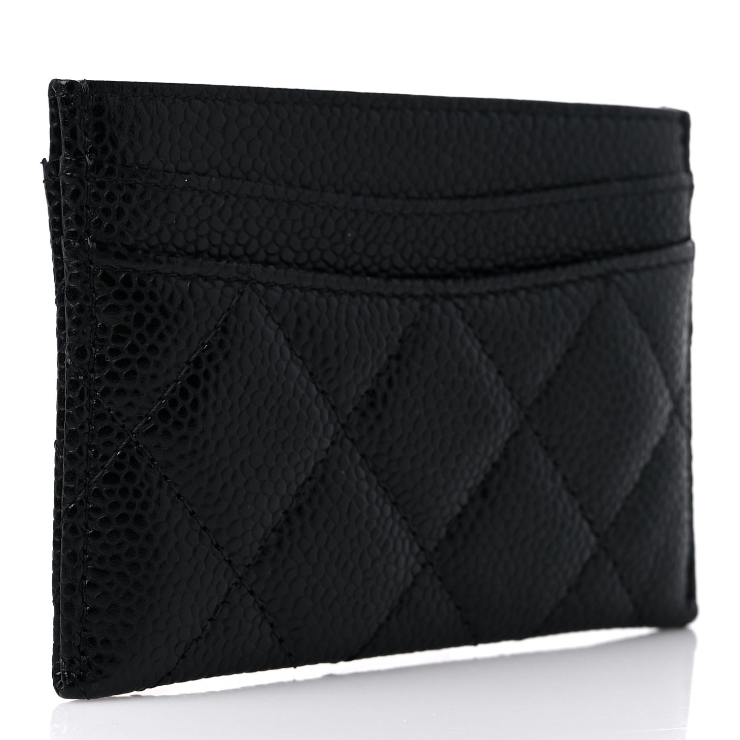Caviar Quilted Card Holder Black