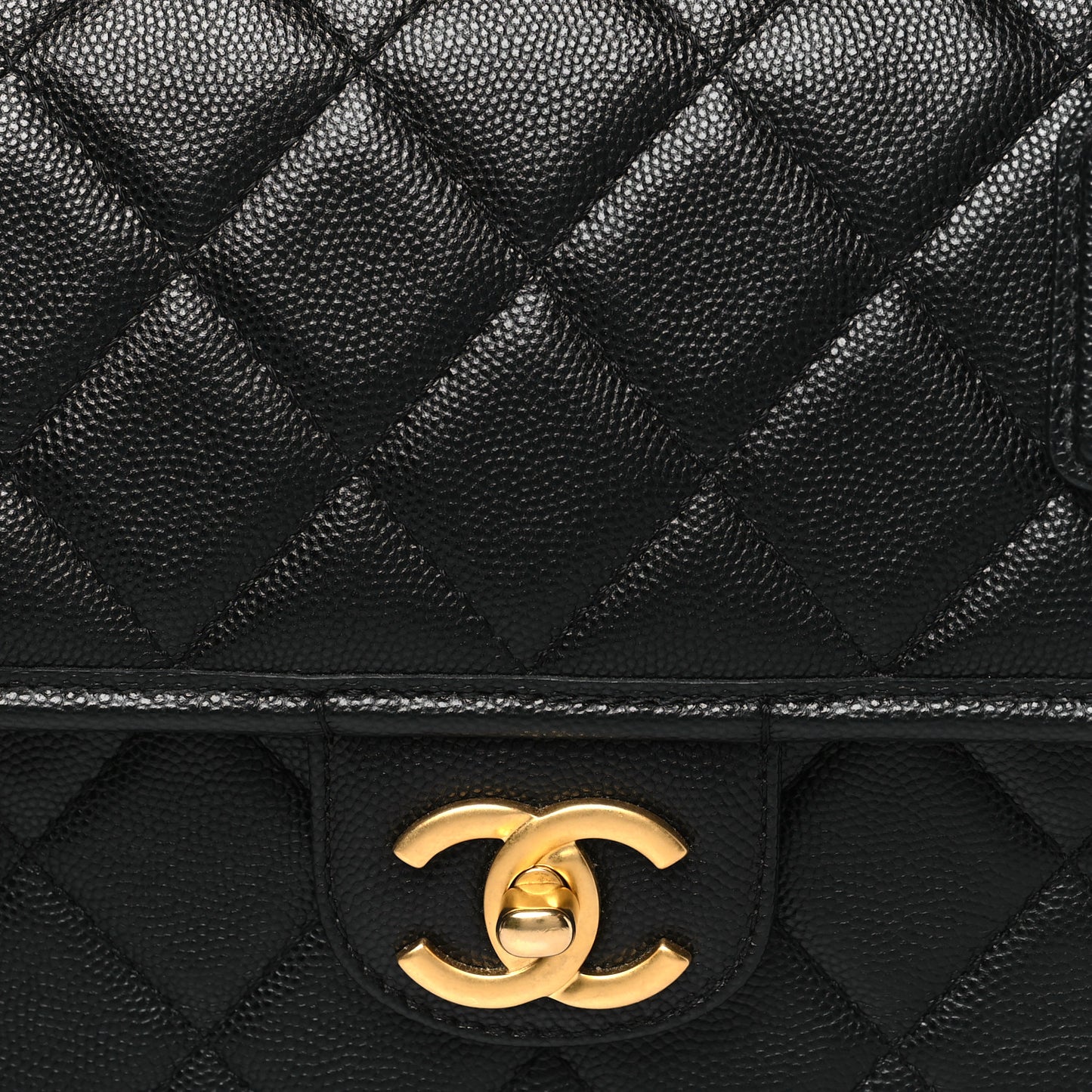 Caviar Quilted School Memory Small Top Handle Flap Black