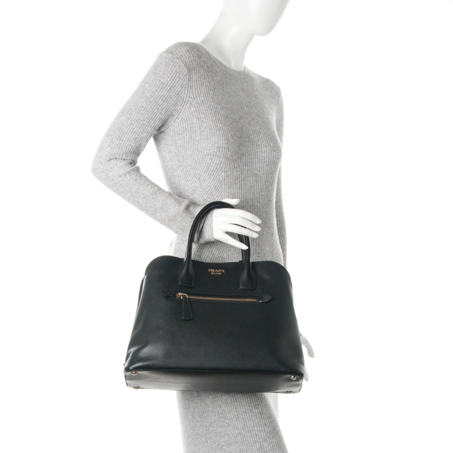 Saffiano Cuir Open Promenade Tote Black