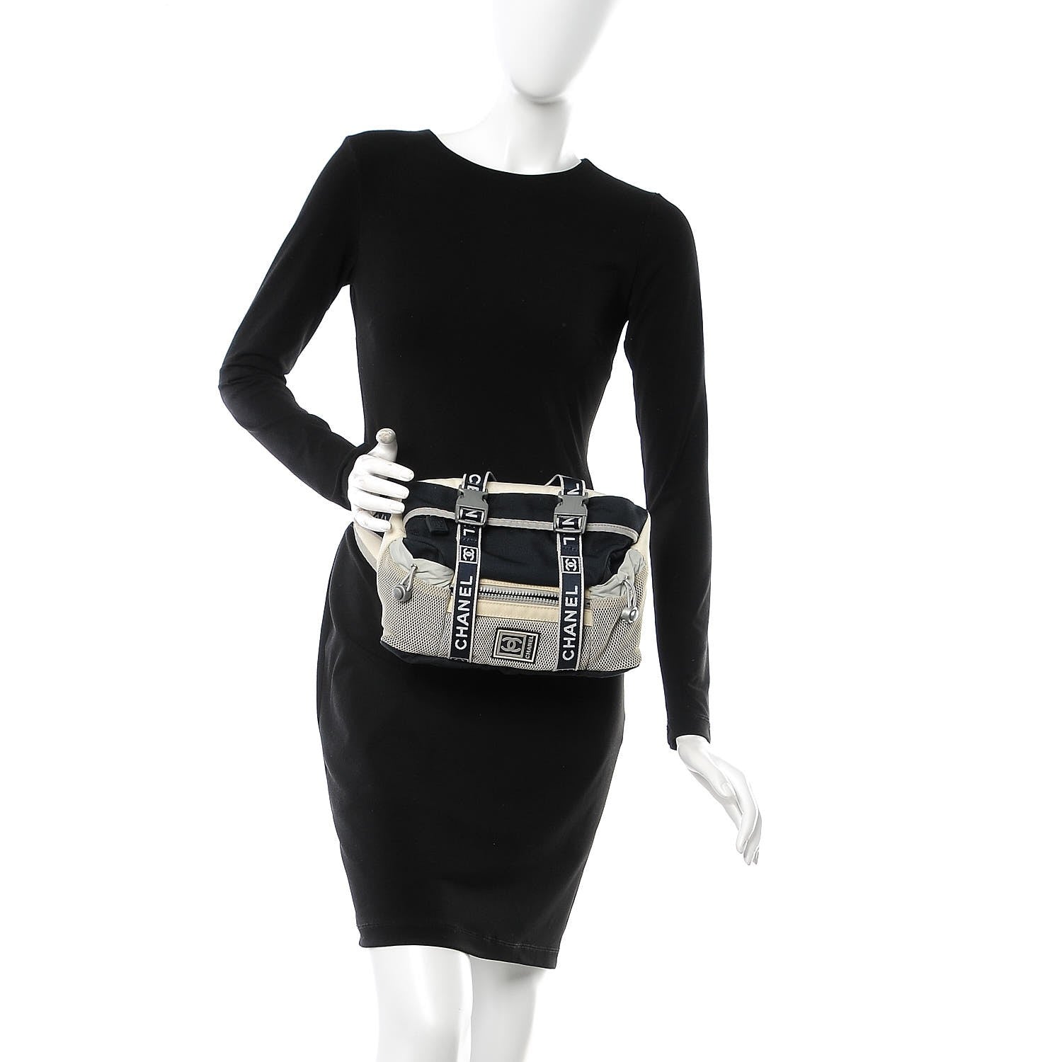 Chanel Nylon Mesh Sport Belt Bag Navy White 2 of 9