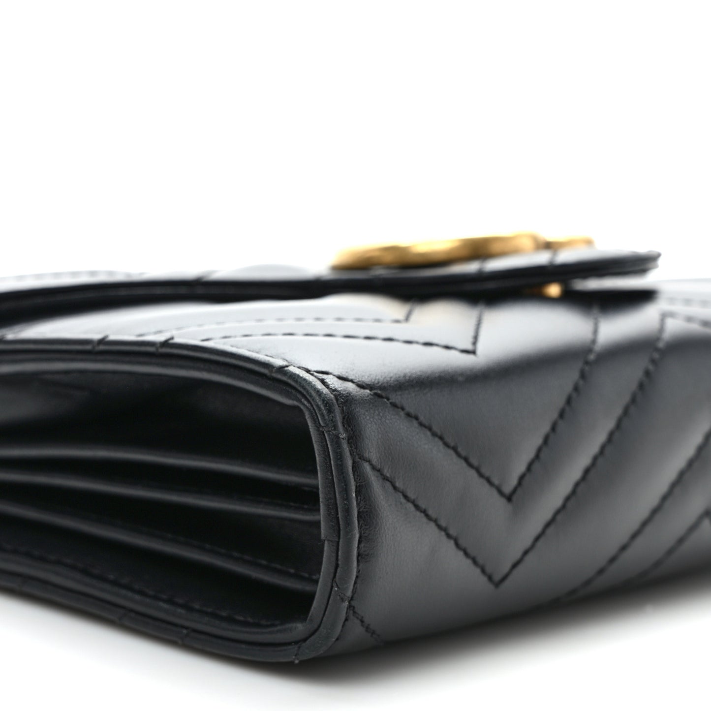 Calfskin Matelasse GG Marmont Chain Wallet Black