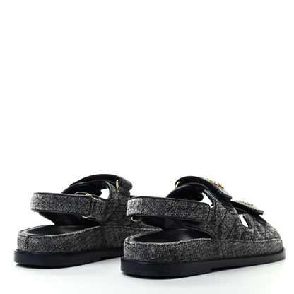 Chanel Denim Quilted Dad Sandals 36.5 Grey 4 of 9