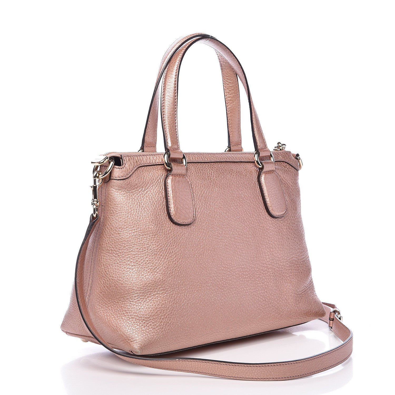 Gucci Metallic Cellarius Calfskin Small Soho Top Handle Satchel Pink 3 of 18