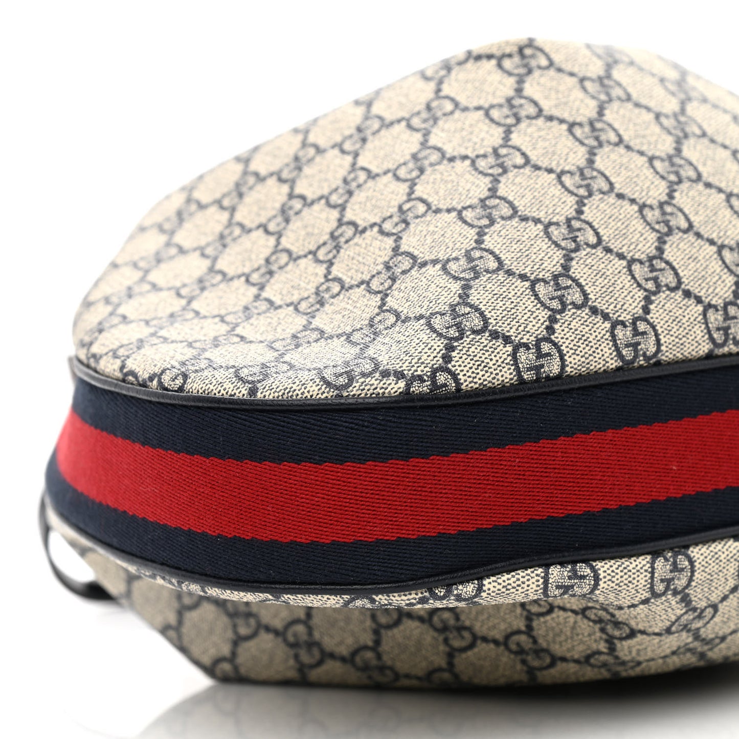 GG Supreme Monogram Textured Calfskin Web Large Attache Shoulder Bag Beige Blue