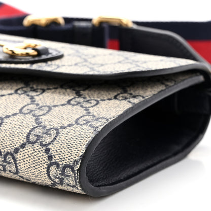 Gucci GG Supreme Monogram Azalea Calfskin Web Mini Horsebit 1955 Chain Shoulder Bag Beige Blue 9 of 9