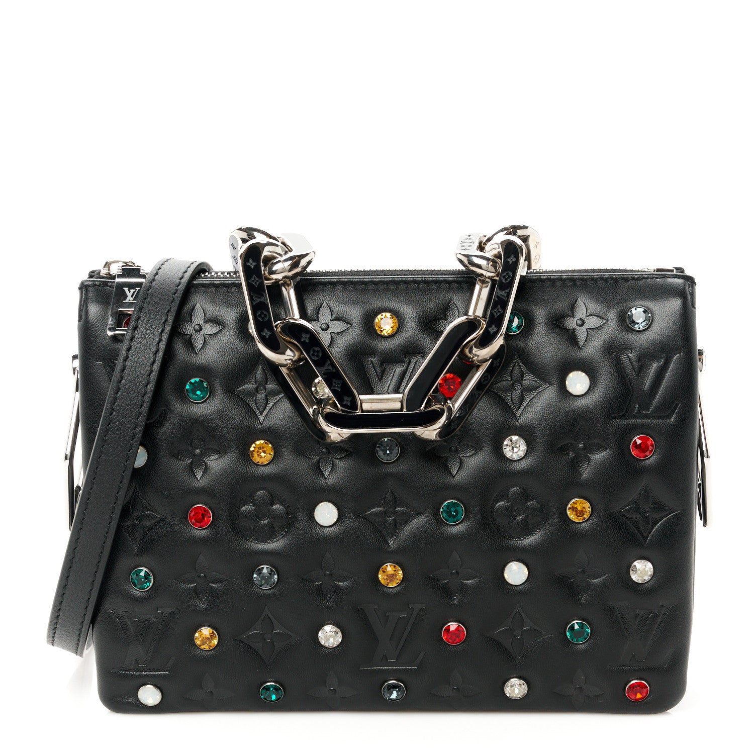 Louis Vuitton Lambskin Monogram Crystal Embossed Embellished Coussin BB Black 1 of 13