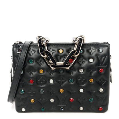 Louis Vuitton Lambskin Monogram Crystal Embossed Embellished Coussin BB Black 1 of 13