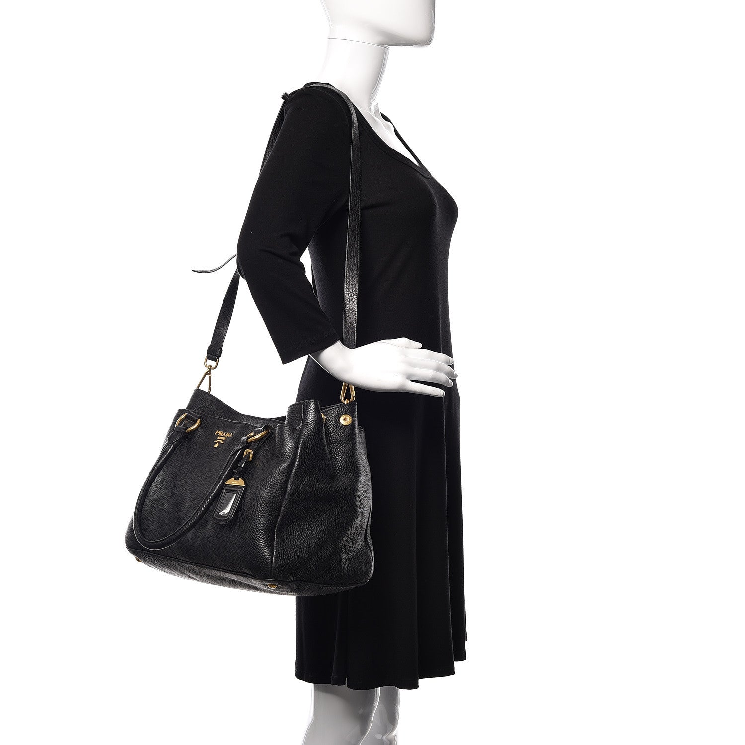 Prada Vitello Daino Tote Black 2 of 15
