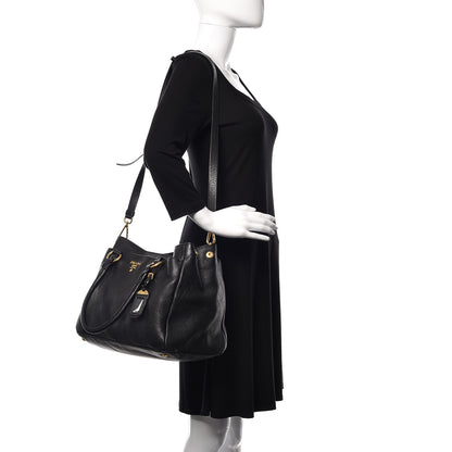 Prada Vitello Daino Tote Black 2 of 15