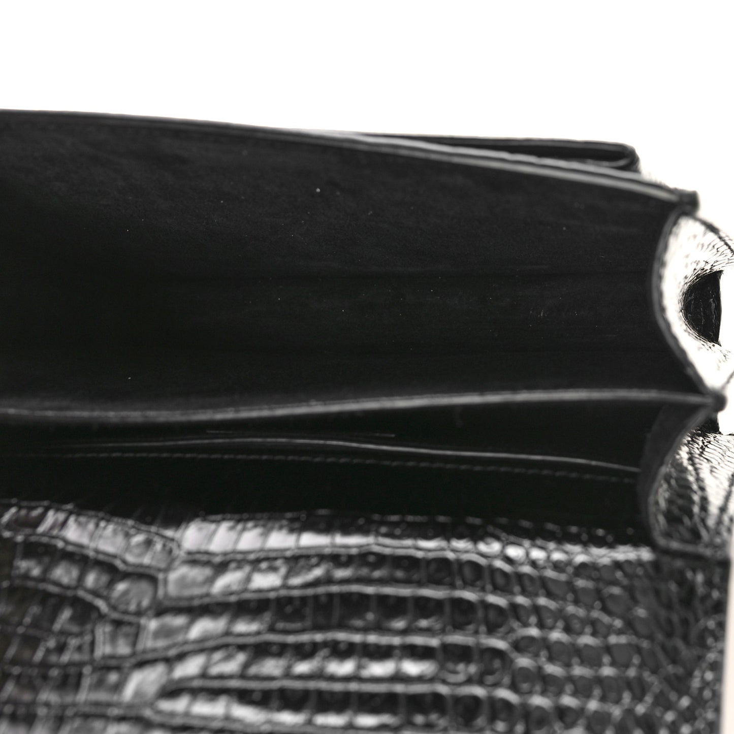 Calfskin Crocodile Embossed Medium Monogram Sunset Black