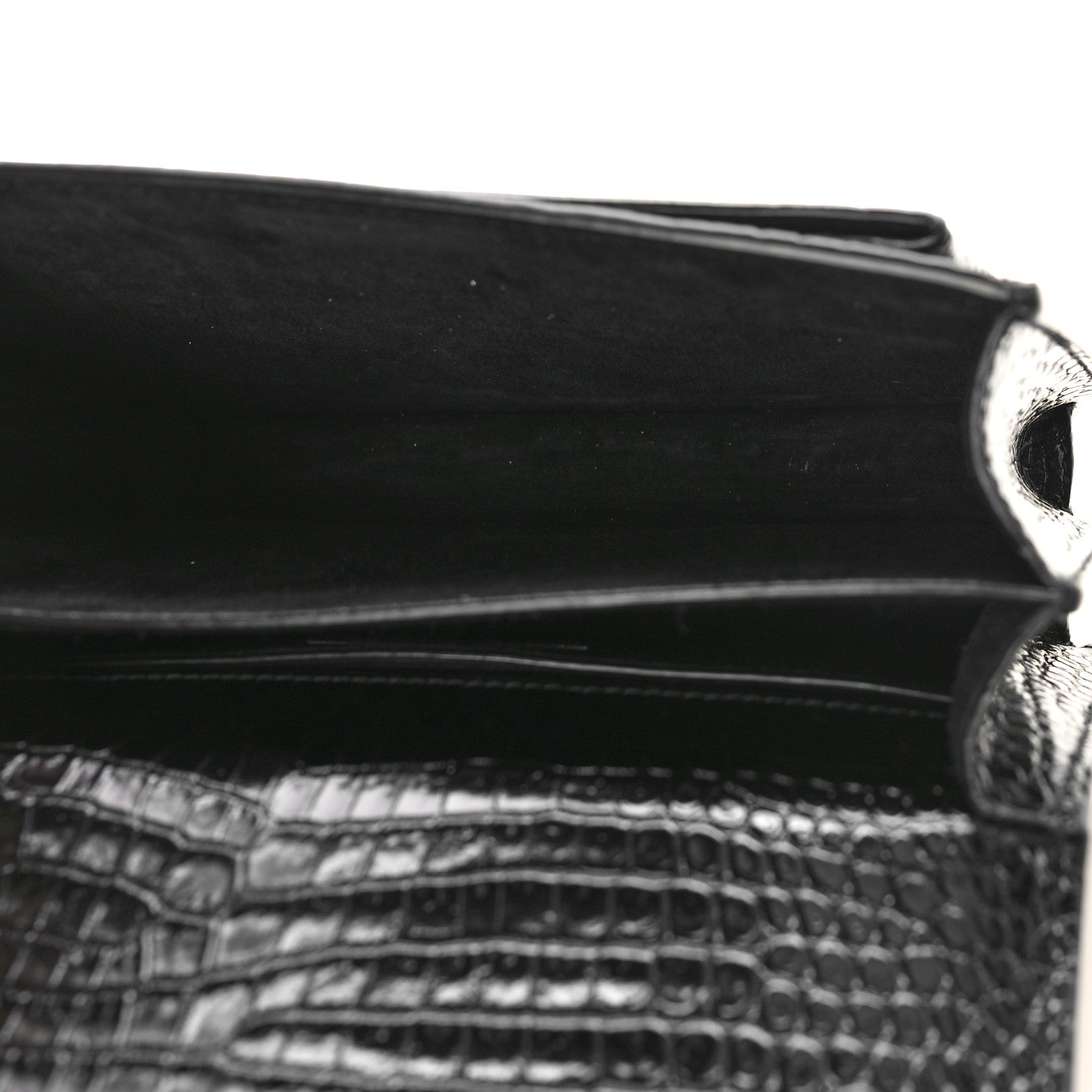 Saint Laurent Calfskin Crocodile Embossed Medium Monogram Sunset Black 5 of 8