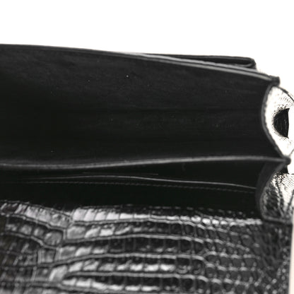 Saint Laurent Calfskin Crocodile Embossed Medium Monogram Sunset Black 5 of 8