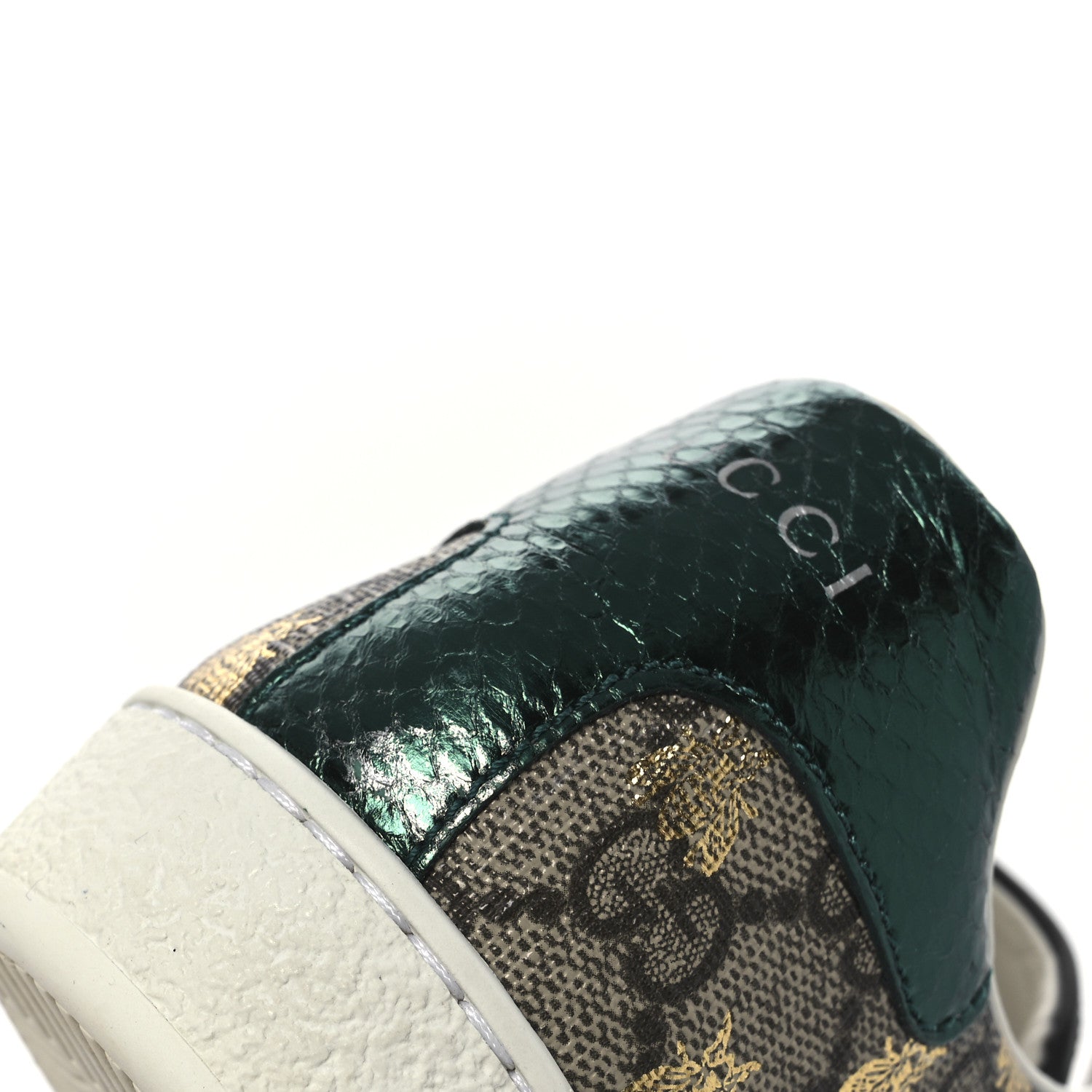 Gucci GG Supreme Monogram Bees Ayers Web Womens Ace Sneakers 38.5 Beige Oro Green Red 11 of 13