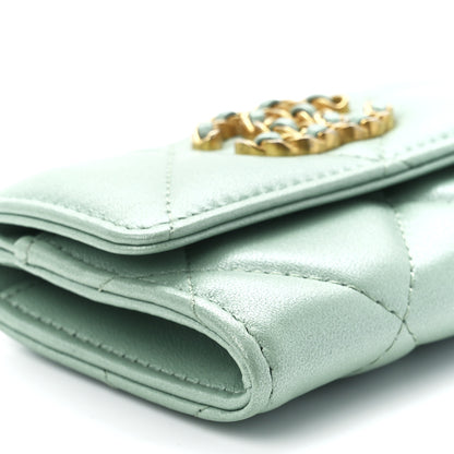 Chanel Lambskin Quilted Chanel 19 Flap Card Holder Light Green 10 of 13