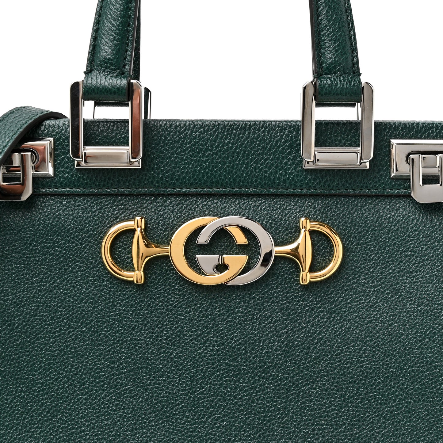 Grainy Calfskin Small Zumi Top Handle Bag Vintage Green