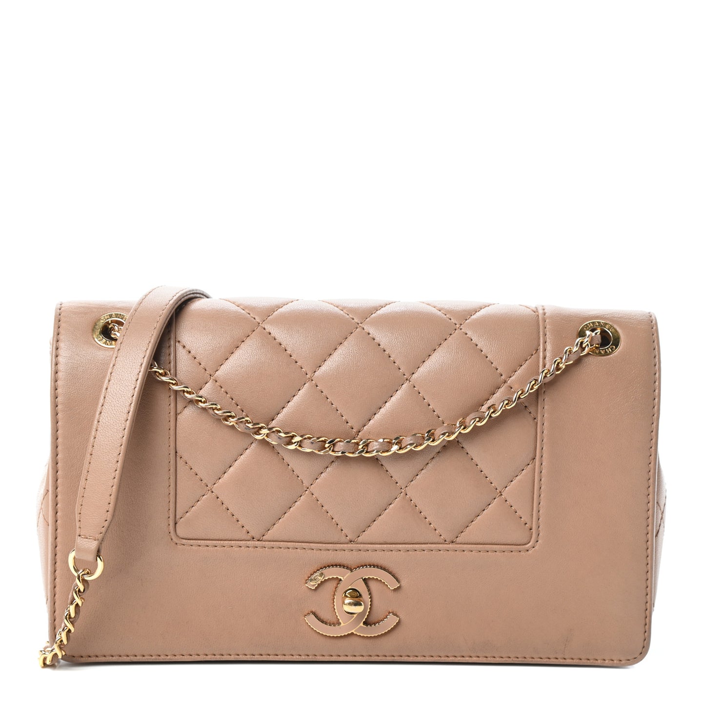 Sheepskin Quilted Vintage Mademoiselle Flap Beige