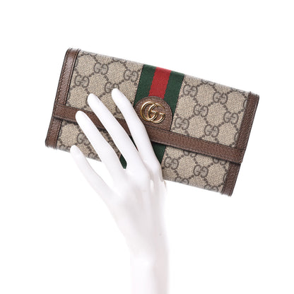 Gucci GG Supreme Monogram Web Ophidia Continental Wallet Brown 2 of 8