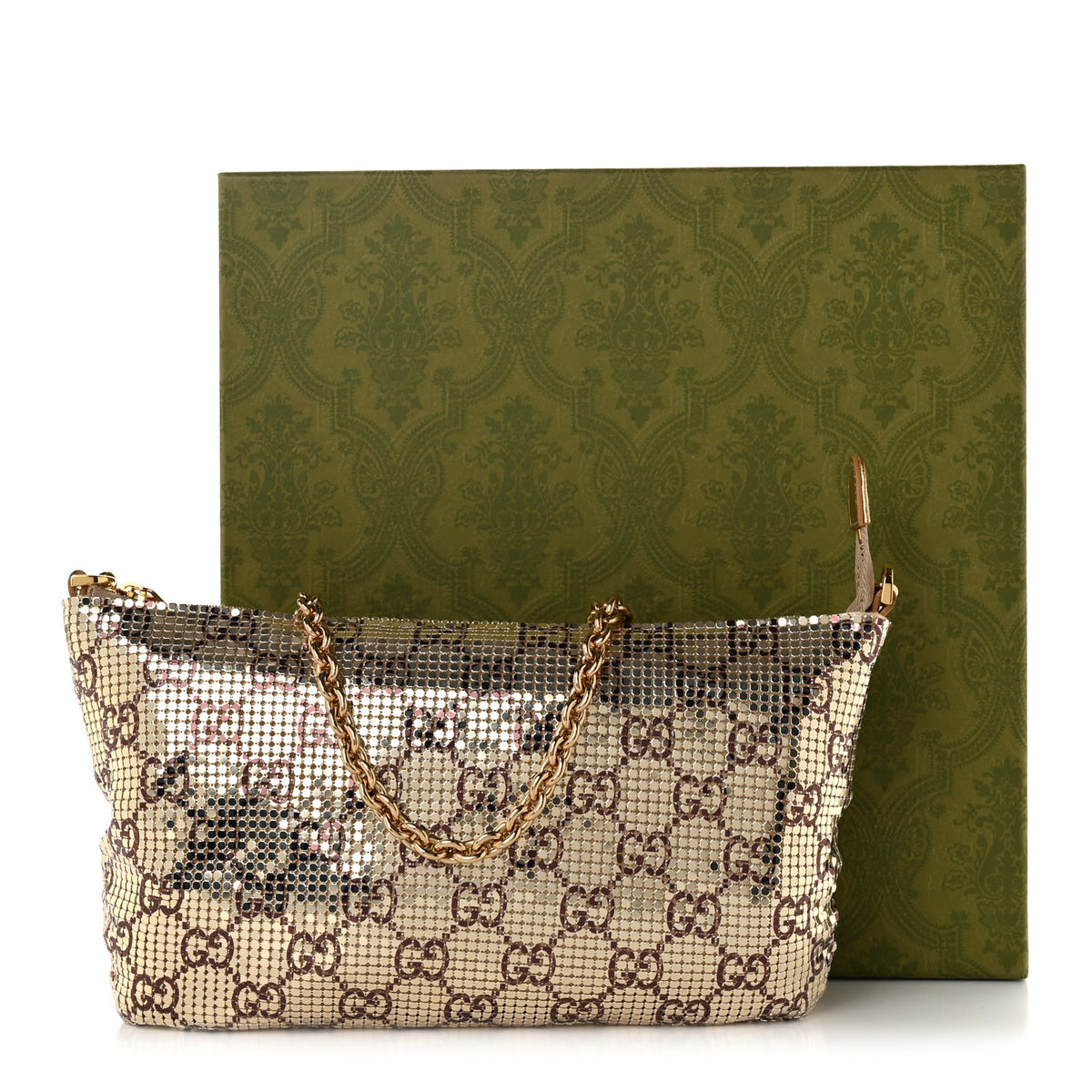 Metallic Mesh GG Evening Bag Gold Brown